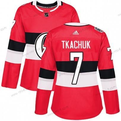 Adidas Aito Ottawa Senators #7 Brady Tkachuk 1917-2017 100th Punainen Klassinen Paita – Naisten