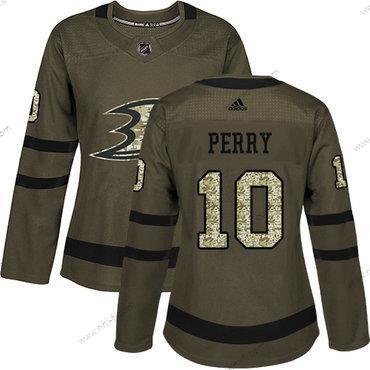 Adidas Anaheim Ducks #10 Corey Perry Vihreä Salute to Service Ommeltu NHL Paita – Naisten