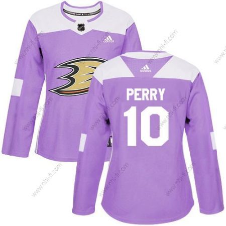 Adidas Anaheim Ducks #10 Corey Perry Violetti Aito Taistelee syöpää vastaan Ommeltu NHL Paita – Naisten