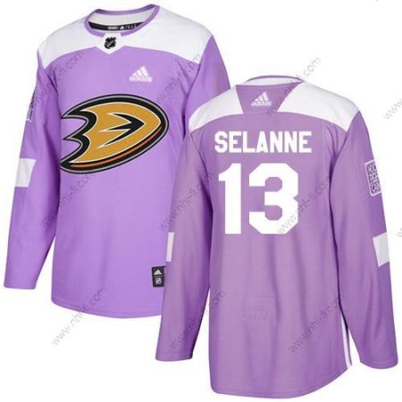 Adidas Anaheim Ducks #13 Teemu Selanne Violetti Aito Taistelee syöpää vastaan Ommeltu NHL Paita – Miesten