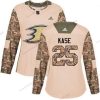 Adidas Anaheim Ducks #25 Ondrej Kase Maastokuvio Aito 2017 Veterans Day Ommeltu NHL Paita – Naisten