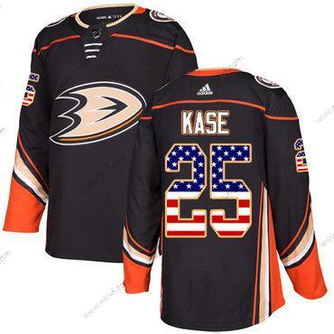 Adidas Anaheim Ducks #25 Ondrej Kase Musta Kotiottelu Aito USA Flag Ommeltu NHL Paita – Miesten