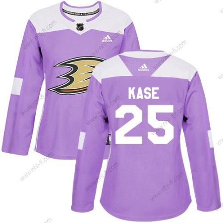 Adidas Anaheim Ducks #25 Ondrej Kase Violetti Aito Taistelee syöpää vastaan Ommeltu NHL Paita – Naisten