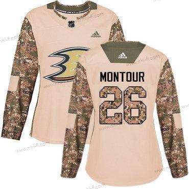 Adidas Anaheim Ducks #26 Brandon Montour Maastokuvio Aito 2017 Veterans Day Ommeltu NHL Paita – Naisten