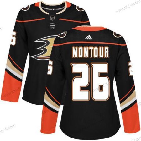 Adidas Anaheim Ducks #26 Brandon Montour Musta Kotiottelu Aito Ommeltu NHL Paita – Naisten