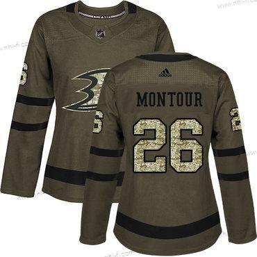 Adidas Anaheim Ducks #26 Brandon Montour Vihreä Salute to Service Ommeltu NHL Paita – Naisten