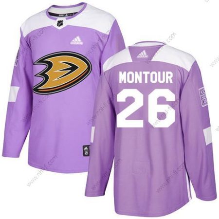 Adidas Anaheim Ducks #26 Brandon Montour Violetti Aito Taistelee syöpää vastaan Ommeltu NHL Paita – Miesten