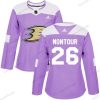 Adidas Anaheim Ducks #26 Brandon Montour Violetti Aito Taistelee syöpää vastaan Ommeltu NHL Paita – Naisten