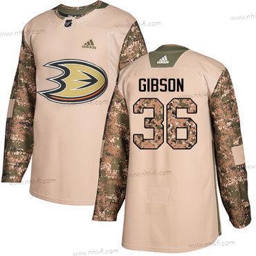 Adidas Anaheim Ducks #36 John Gibson Maastokuvio Aito 2017 Veterans Day Ommeltu NHL Paita – Miesten