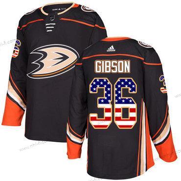 Adidas Anaheim Ducks #36 John Gibson Musta Kotiottelu Aito USA Flag Ommeltu NHL Paita – Miesten