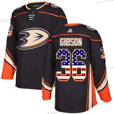 Adidas Anaheim Ducks #36 John Gibson Musta Kotiottelu Aito USA Flag Ommeltu NHL Paita – Nuoret