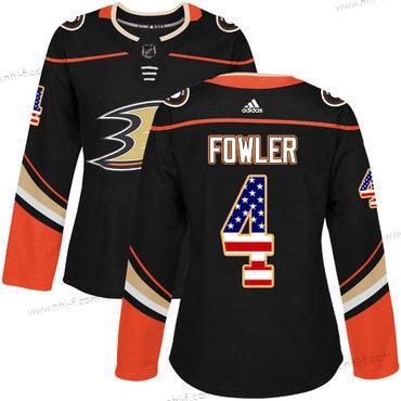 Adidas Anaheim Ducks #4 Cam Fowler Musta Kotiottelu Aito USA Flag Ommeltu NHL Paita – Naisten