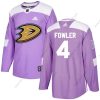 Adidas Anaheim Ducks #4 Cam Fowler Violetti Aito Taistelee syöpää vastaan Ommeltu NHL Paita – Nuoret