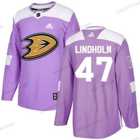 Adidas Anaheim Ducks #47 Hampus Lindholm Violetti Aito Taistelee syöpää vastaan Ommeltu NHL Paita – Miesten