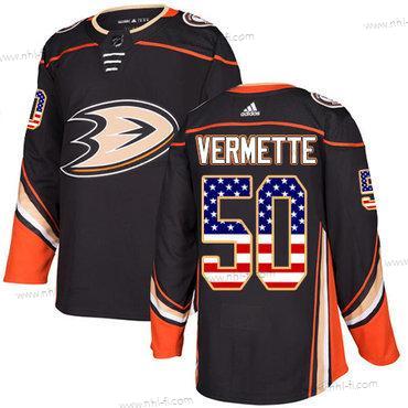 Adidas Anaheim Ducks #50 Antoine Vermette Musta Kotiottelu Aito USA Flag Ommeltu NHL Paita – Miesten