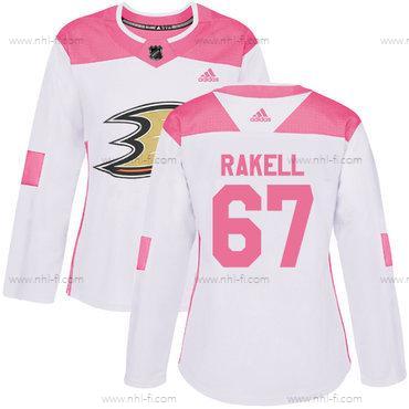 Adidas Anaheim Ducks #67 Rickard Rakell Valkoinen Pinkki Aito Ommeltu NHL Paita – Naisten