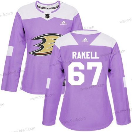 Adidas Anaheim Ducks #67 Rickard Rakell Violetti Aito Taistelee syöpää vastaan Ommeltu NHL Paita – Naisten