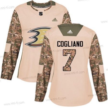 Adidas Anaheim Ducks #7 Andrew Cogliano Maastokuvio Aito 2017 Veterans Day Ommeltu NHL Paita – Naisten