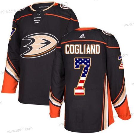 Adidas Anaheim Ducks #7 Andrew Cogliano Musta Kotiottelu Aito USA Flag Ommeltu NHL Paita – Miesten