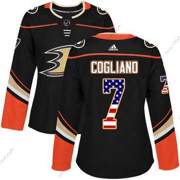 Adidas Anaheim Ducks #7 Andrew Cogliano Musta Kotiottelu Aito USA Flag Ommeltu NHL Paita – Naisten