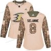 Adidas Anaheim Ducks #8 Teemu Selanne Maastokuvio Aito 2017 Veterans Day Ommeltu NHL Paita – Naisten