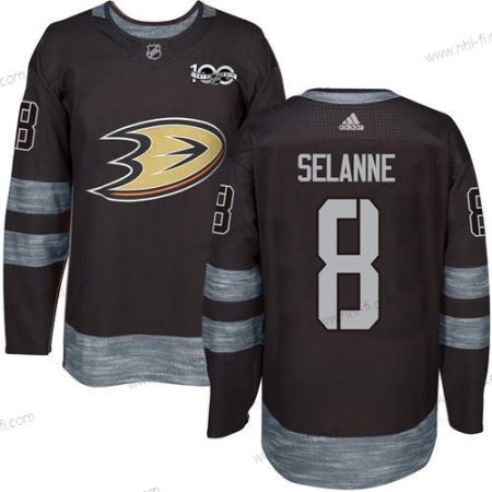 Adidas Anaheim Ducks #8 Teemu Selanne Musta 1917-2017 100th Vuosipäivä Ommeltu NHL Paita – Miesten