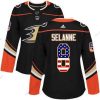 Adidas Anaheim Ducks #8 Teemu Selanne Musta Kotiottelu Aito USA Flag Ommeltu NHL Paita – Naisten