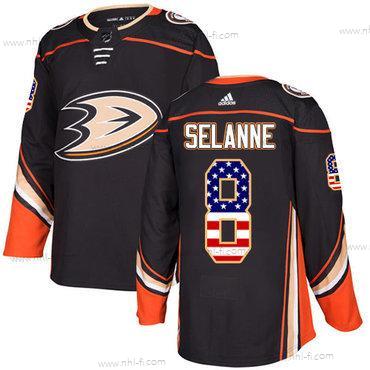 Adidas Anaheim Ducks #8 Teemu Selanne Musta Kotiottelu Aito USA Flag Ommeltu NHL Paita – Nuoret