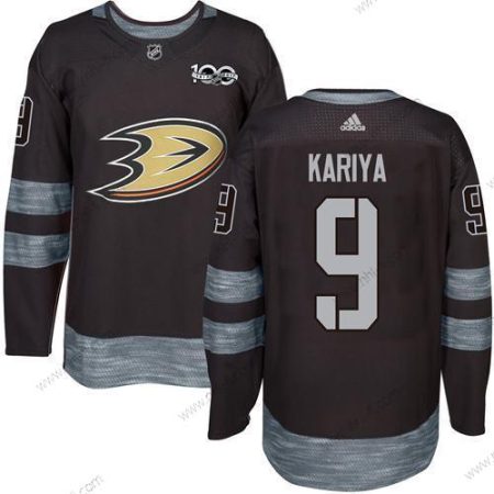 Adidas Anaheim Ducks #9 Paul Kariya Musta 1917-2017 100th Vuosipäivä Ommeltu NHL Paita – Miesten