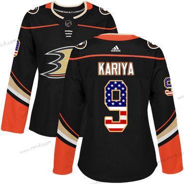 Adidas Anaheim Ducks #9 Paul Kariya Musta Kotiottelu Aito USA Flag Ommeltu NHL Paita – Naisten