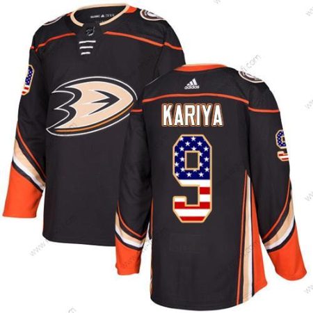 Adidas Anaheim Ducks #9 Paul Kariya Musta Kotiottelu Aito USA Flag Ommeltu NHL Paita – Nuoret