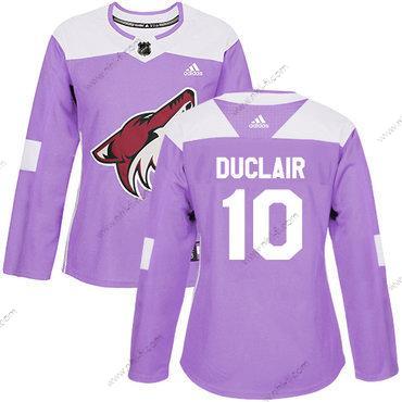 Adidas Arizona Coyotes #10 Anthony Duclair Violetti Aito Taistelee syöpää vastaan Ommeltu NHL Paita – Naisten