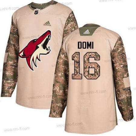 Adidas Arizona Coyotes #16 Max Domi Maastokuvio Aito 2017 Veterans Day Ommeltu NHL Paita – Miesten