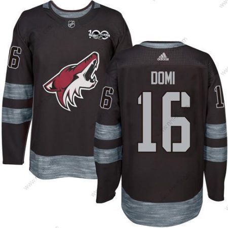 Adidas Arizona Coyotes #16 Max Domi Musta 1917-2017 100th Vuosipäivä Ommeltu NHL Paita – Miesten