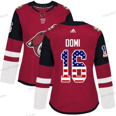 Adidas Arizona Coyotes #16 Max Domi Punainen Kotiottelu Aito USA Flag Ommeltu NHL Paita – Naisten