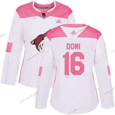 Adidas Arizona Coyotes #16 Max Domi Valkoinen Pinkki Aito Ommeltu NHL Paita – Naisten