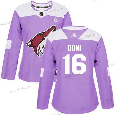 Adidas Arizona Coyotes #16 Max Domi Violetti Aito Taistelee syöpää vastaan Ommeltu NHL Paita – Naisten