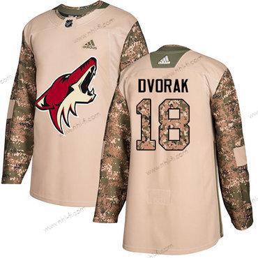 Adidas Arizona Coyotes #18 Christian Dvorak Maastokuvio Aito 2017 Veterans Day Ommeltu NHL Paita – Miesten