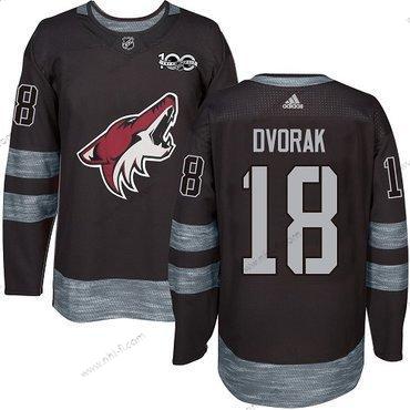 Adidas Arizona Coyotes #18 Christian Dvorak Musta 1917-2017 100th Vuosipäivä Ommeltu NHL Paita – Miesten