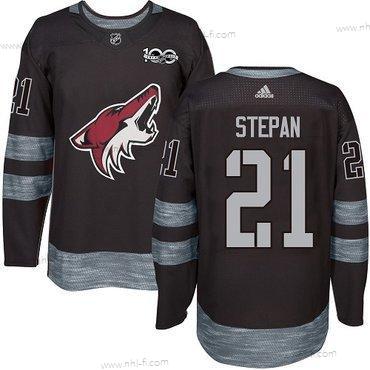 Adidas Arizona Coyotes #21 Derek Stepan Musta 1917-2017 100th Vuosipäivä Ommeltu NHL Paita – Miesten