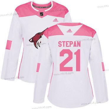 Adidas Arizona Coyotes #21 Derek Stepan Valkoinen Pinkki Aito Ommeltu NHL Paita – Naisten