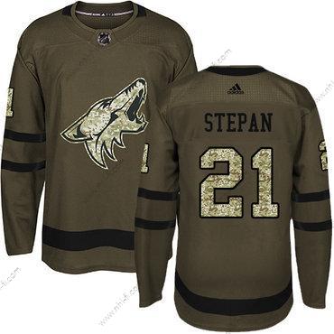 Adidas Arizona Coyotes #21 Derek Stepan Vihreä Salute to Service Ommeltu NHL Paita – Miesten