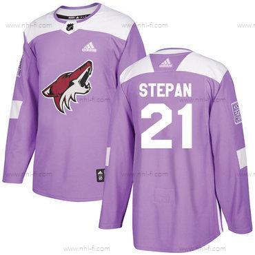 Adidas Arizona Coyotes #21 Derek Stepan Violetti Aito Taistelee syöpää vastaan Ommeltu NHL Paita – Miesten