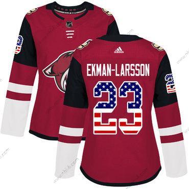 Adidas Arizona Coyotes #23 Oliver Ekman-Larsson Punainen Kotiottelu Aito USA Flag Ommeltu NHL Paita – Naisten