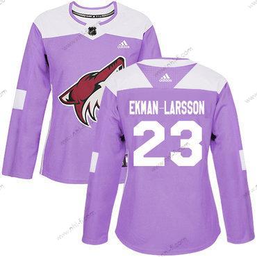 Adidas Arizona Coyotes #23 Oliver Ekman-Larsson Violetti Aito Taistelee syöpää vastaan Ommeltu NHL Paita – Naisten