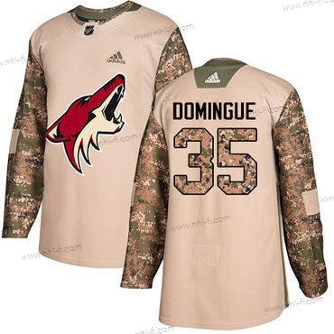 Adidas Arizona Coyotes #35 Louis Domingue Maastokuvio Aito 2017 Veterans Day Ommeltu NHL Paita – Miesten