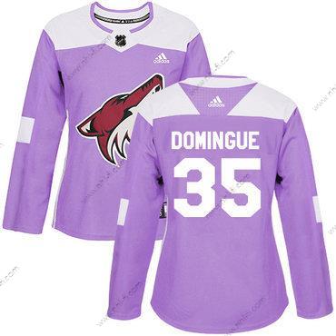 Adidas Arizona Coyotes #35 Louis Domingue Violetti Aito Taistelee syöpää vastaan Ommeltu NHL Paita – Naisten