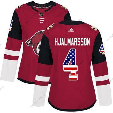 Adidas Arizona Coyotes #4 Niklas Hjalmarsson Punainen Kotiottelu Aito USA Flag Ommeltu NHL Paita – Naisten