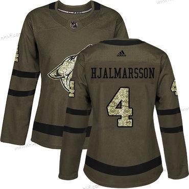 Adidas Arizona Coyotes #4 Niklas Hjalmarsson Vihreä Salute to Service Ommeltu NHL Paita – Naisten