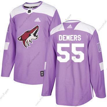 Adidas Arizona Coyotes #55 Jason Demers Violetti Aito Taistelee syöpää vastaan Ommeltu NHL Paita – Miesten